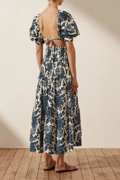 Shona Joy TOPS DIANA OPEN BACK BALLOON SLEEVE CROP TOP