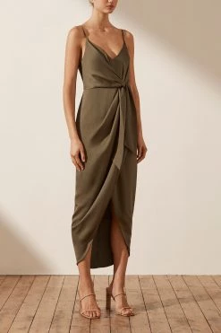 Shona Joy DRESSES LUXE TIE FRONT COCKTAIL DRESS - PINE 7 Shona Joy DRESSES LUXE TIE FRONT COCKTAIL DRESS - PINE