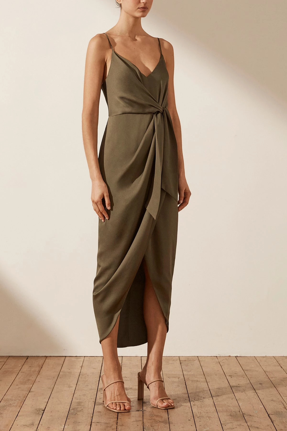 Shona Joy DRESSES LUXE TIE FRONT COCKTAIL DRESS - PINE 3 Shona Joy DRESSES LUXE TIE FRONT COCKTAIL DRESS - PINE