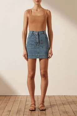 Shona Joy BASIC SQUARE NECK TOP -TAN TOPS