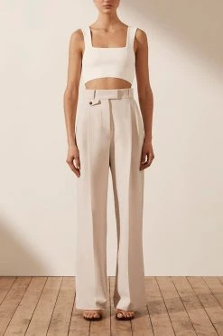 Shona Joy IVY HIGH WAISTED TAILORED PANT - BONE 11 Shona Joy IVY HIGH WAISTED TAILORED PANT - BONE