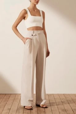 Shona Joy IVY HIGH WAISTED TAILORED PANT - BONE 12 Shona Joy IVY HIGH WAISTED TAILORED PANT - BONE