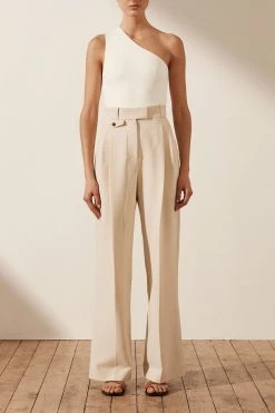 Shona Joy BASIC ONE SHOULDER TOP - IVORY TOPS