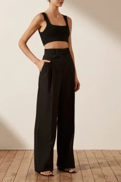 Shona Joy SHORTS & PANTS IVY HIGH WAISTED TAILORED PANT - BLACK