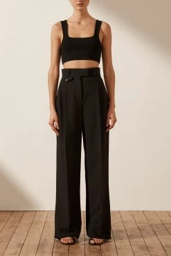 Shona Joy SHORTS & PANTS IVY HIGH WAISTED TAILORED PANT - BLACK
