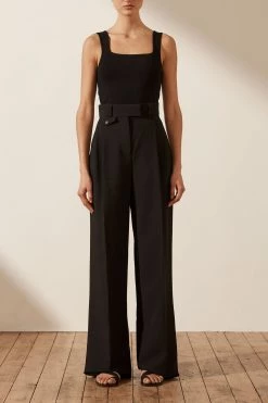 Shona Joy TOPS BASIC SQUARE NECK TOP - BLACK