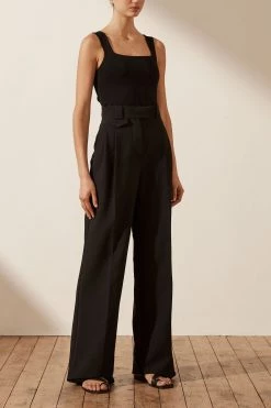 Shona Joy TOPS BASIC SQUARE NECK TOP - BLACK