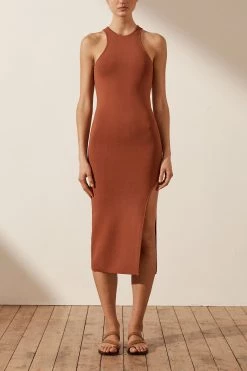 Shona Joy BASIC RACER BACK MIDI DRESS - CLAY 9 Shona Joy BASIC RACER BACK MIDI DRESS - CLAY