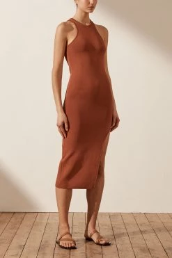 Shona Joy BASIC RACER BACK MIDI DRESS - CLAY 10 Shona Joy BASIC RACER BACK MIDI DRESS - CLAY