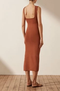 Shona Joy DRESSES BASIC SQUARE NECK MIDI DRESS - CLAY 13 Shona Joy DRESSES BASIC SQUARE NECK MIDI DRESS - CLAY