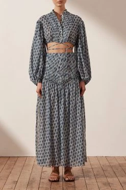 Shona Joy DANIELA RUCHED MIDI SKIRT