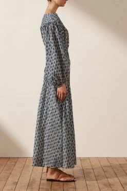 Shona Joy DANIELA PIN TUCK BALLOON SLEEVE MIDI DRESS