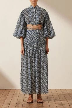 Shona Joy TOPS DANIELA PIN TUCK DRAWSTRING SHIRT