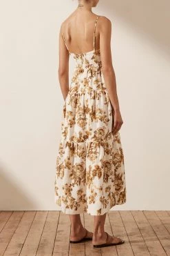 Shona Joy BELLA LINEN CORDED TIERED MIDI DRESS DRESSES 9 Shona Joy BELLA LINEN CORDED TIERED MIDI DRESS DRESSES