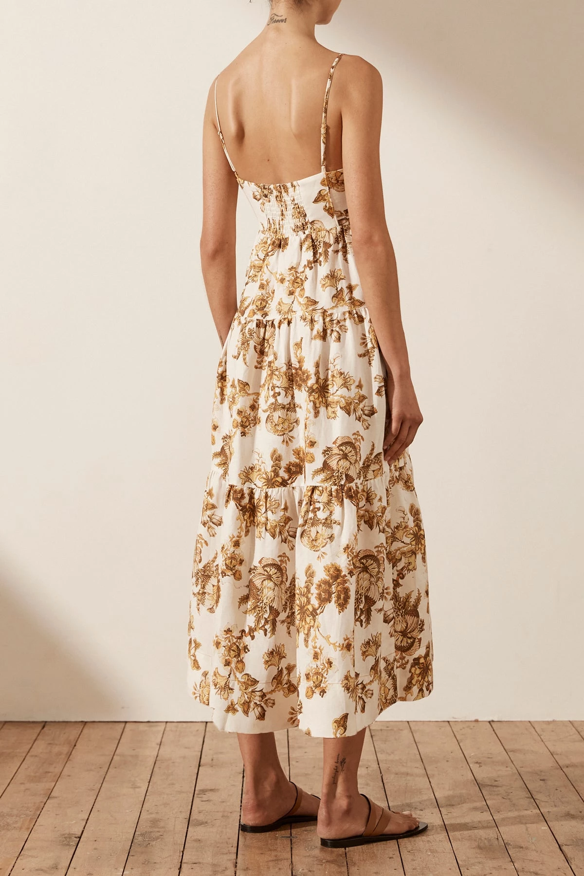 Shona Joy BELLA LINEN CORDED TIERED MIDI DRESS DRESSES 5 Shona Joy BELLA LINEN CORDED TIERED MIDI DRESS DRESSES