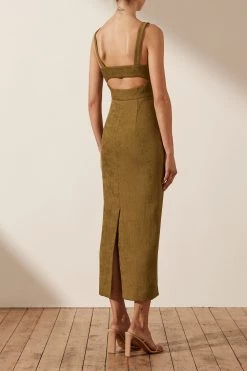 Shona Joy DRESSES SIMONE CROSS OVER MIDI DRESS - CUMIN