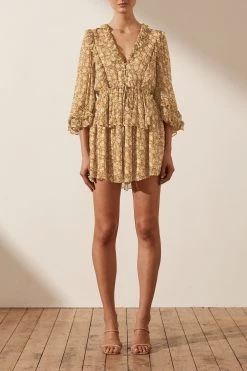 Shona Joy JULIA BALLOON SLEEVE DRAWSTRING MINI DRESS DRESSES