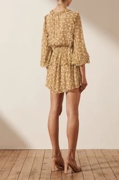 Shona Joy JULIA BALLOON SLEEVE DRAWSTRING MINI DRESS DRESSES