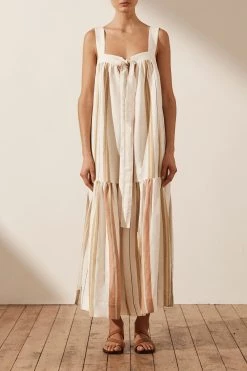 Shona Joy SUZANA LINEN LOW BACK MIDI DRESS DRESSES