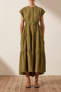 Shona Joy DRESSES PRISCILA TIERED MIDI DRESS - CUMIN