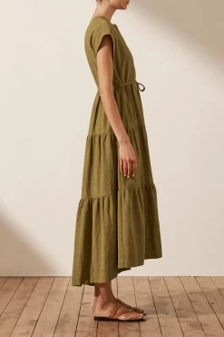 Shona Joy DRESSES PRISCILA TIERED MIDI DRESS - CUMIN