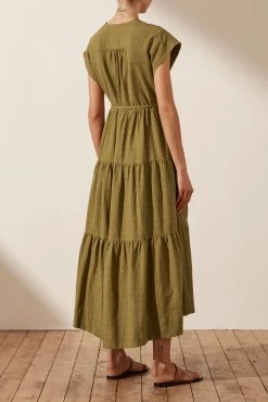 Shona Joy DRESSES PRISCILA TIERED MIDI DRESS - CUMIN