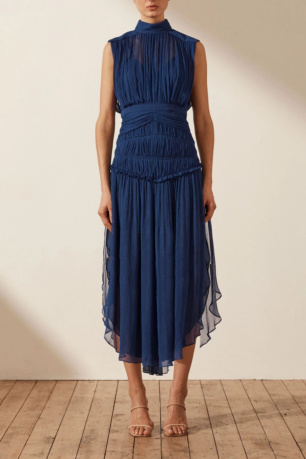 Shona Joy DRESSES SAFIRA SLEEVELESS OPEN BACK MIDI DRESS - AGEAN BLUE 3 Shona Joy DRESSES SAFIRA SLEEVELESS OPEN BACK MIDI DRESS - AGEAN BLUE