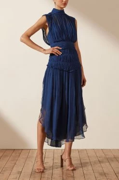 Shona Joy DRESSES SAFIRA SLEEVELESS OPEN BACK MIDI DRESS - AGEAN BLUE 9 Shona Joy DRESSES SAFIRA SLEEVELESS OPEN BACK MIDI DRESS - AGEAN BLUE