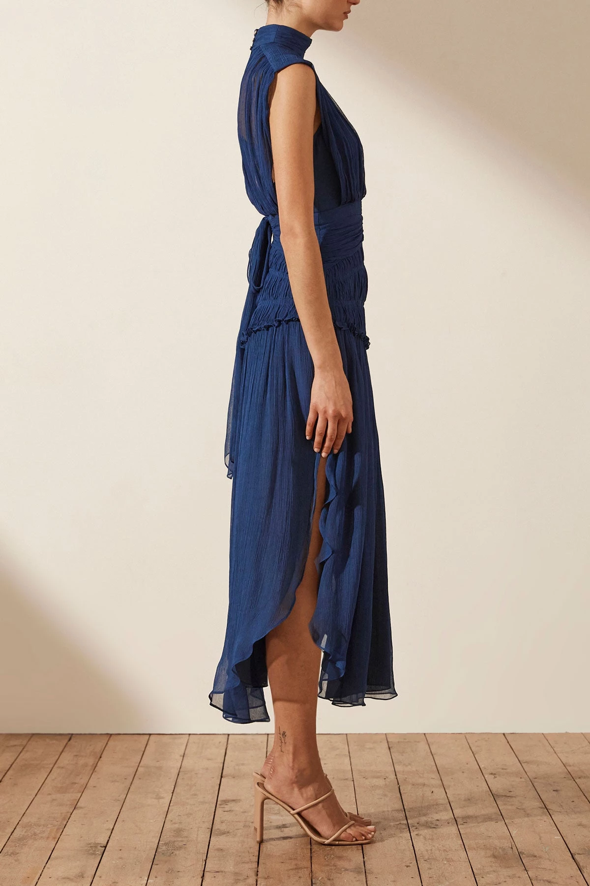 Shona Joy DRESSES SAFIRA SLEEVELESS OPEN BACK MIDI DRESS - AGEAN BLUE 5 Shona Joy DRESSES SAFIRA SLEEVELESS OPEN BACK MIDI DRESS - AGEAN BLUE