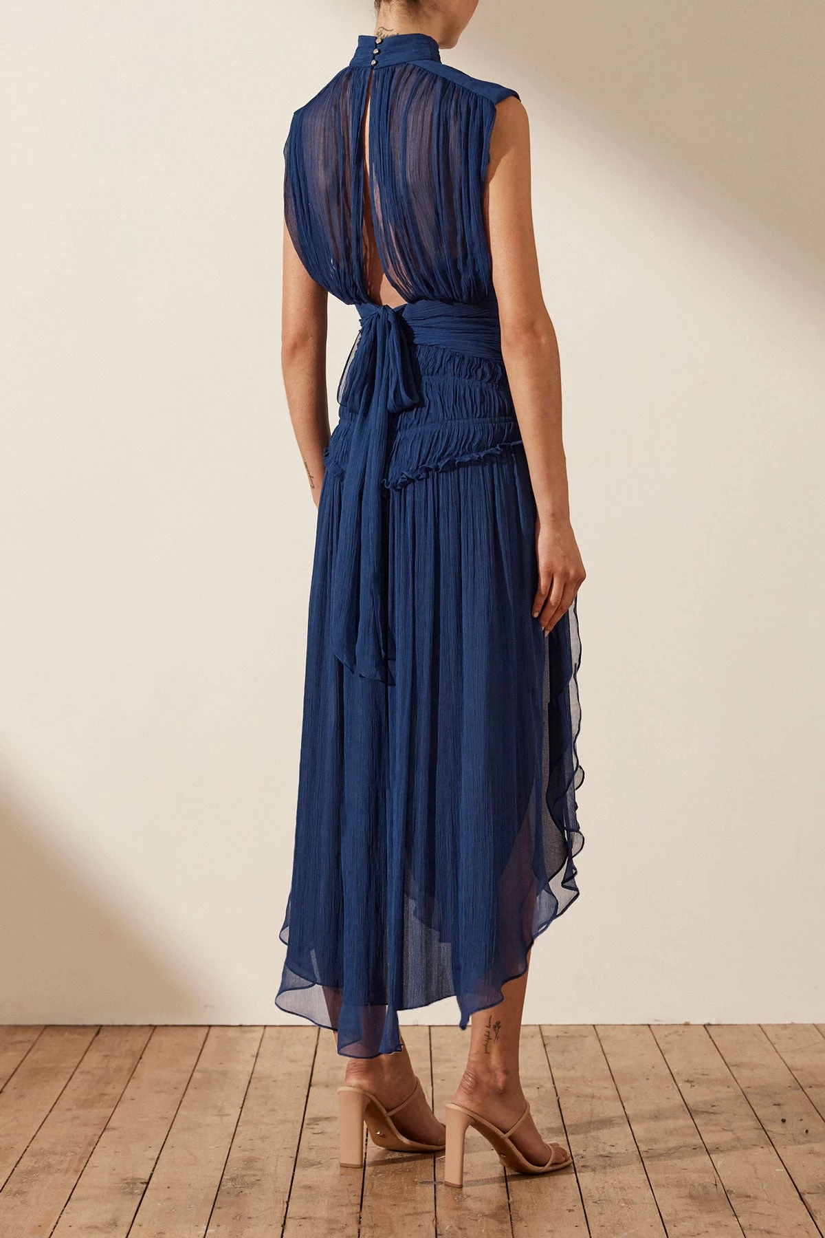 Shona Joy DRESSES SAFIRA SLEEVELESS OPEN BACK MIDI DRESS - AGEAN BLUE 6 Shona Joy DRESSES SAFIRA SLEEVELESS OPEN BACK MIDI DRESS - AGEAN BLUE