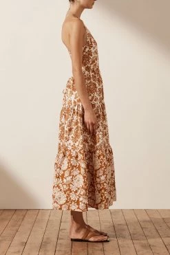 Shona Joy VITORIA LINEN BACKLESS HALTER MIDI DRESS DRESSES