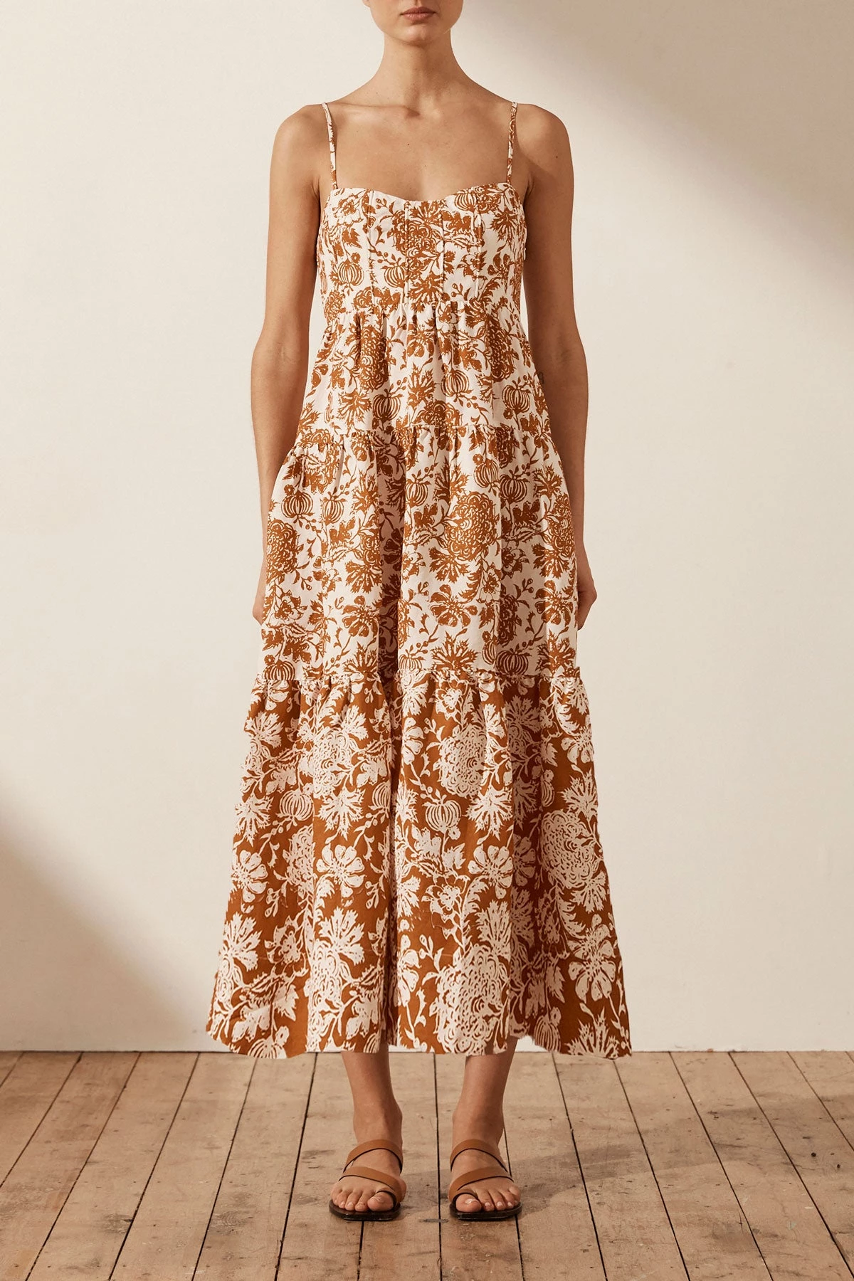 Shona Joy VITORIA LINEN CORDED TIERED MIDI DRESS DRESSES 2 Shona Joy VITORIA LINEN CORDED TIERED MIDI DRESS DRESSES