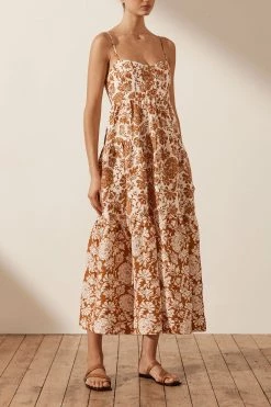 Shona Joy VITORIA LINEN CORDED TIERED MIDI DRESS DRESSES 7 Shona Joy VITORIA LINEN CORDED TIERED MIDI DRESS DRESSES