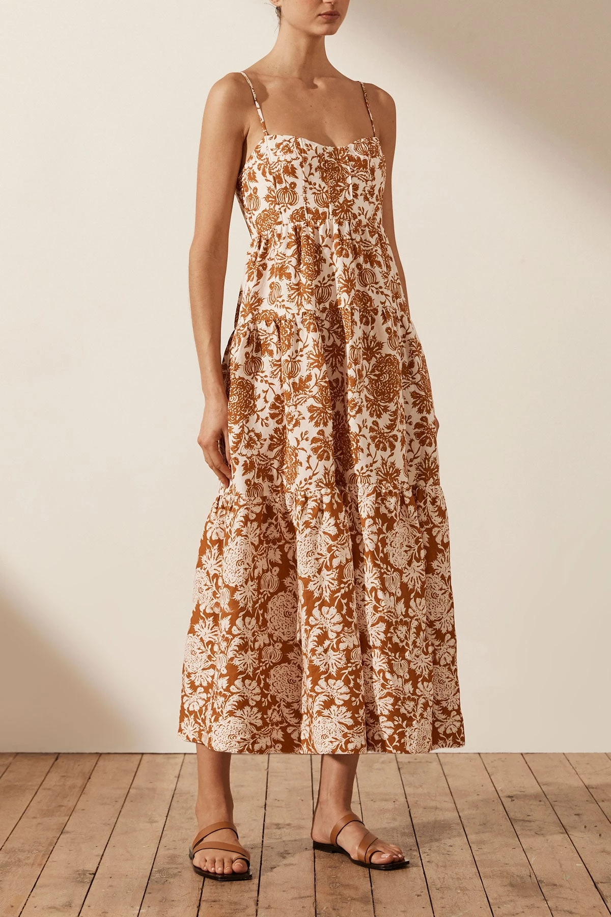 Shona Joy VITORIA LINEN CORDED TIERED MIDI DRESS DRESSES 3 Shona Joy VITORIA LINEN CORDED TIERED MIDI DRESS DRESSES