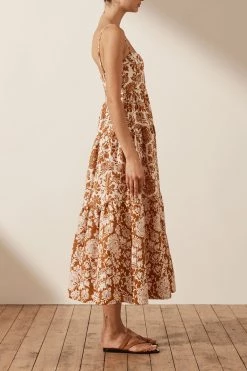 Shona Joy VITORIA LINEN CORDED TIERED MIDI DRESS DRESSES 8 Shona Joy VITORIA LINEN CORDED TIERED MIDI DRESS DRESSES