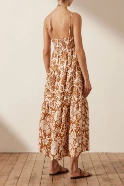 Shona Joy VITORIA LINEN CORDED TIERED MIDI DRESS DRESSES 9 Shona Joy VITORIA LINEN CORDED TIERED MIDI DRESS DRESSES