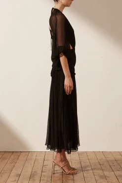 Shona Joy SAFIRA CUT OUT BACKLESS MIDI DRESS - BLACK DRESSES