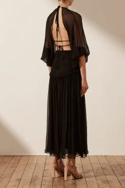 Shona Joy SAFIRA CUT OUT BACKLESS MIDI DRESS - BLACK DRESSES