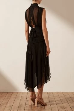 Shona Joy SAFIRA SLEEVELESS OPEN BACK MIDI DRESS - BLACK
