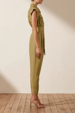 Shona Joy MATILDA LINEN UTILITY JUMPSUIT - CUMIN JUMPSUITS