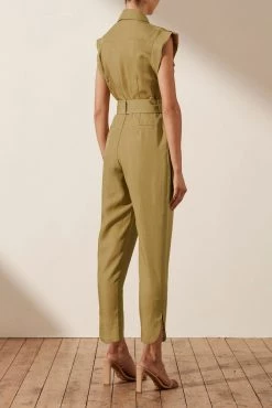 Shona Joy MATILDA LINEN UTILITY JUMPSUIT - CUMIN JUMPSUITS