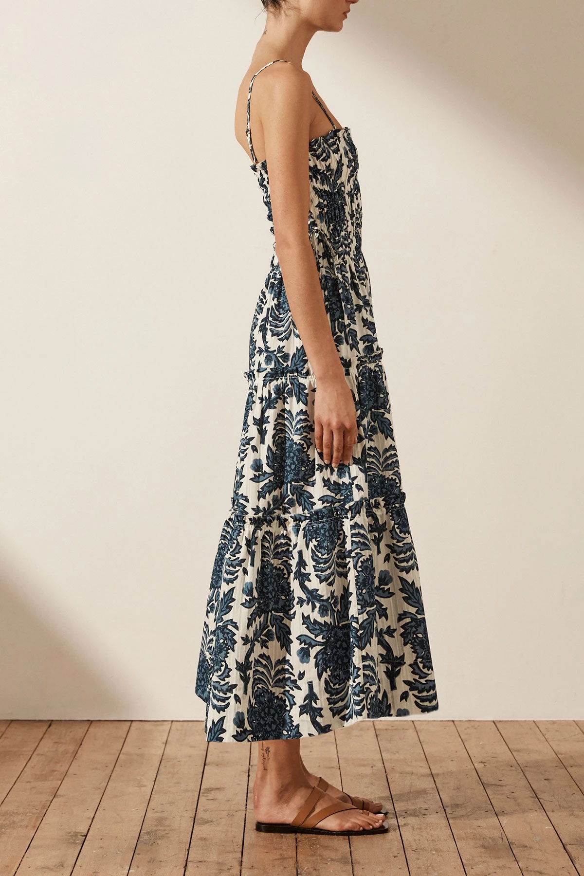 Shona Joy DIANA SHIRRED TIERED MIDI DRESS DRESSES 6 Shona Joy DIANA SHIRRED TIERED MIDI DRESS DRESSES