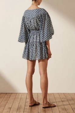 Shona Joy DANIELA PIN TUCK BALLOON SLEEVE MINI DRESS