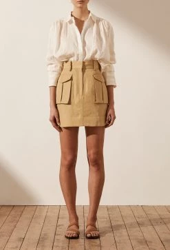 Shona Joy LUANA LINEN BUTTON UP SHIRT - IVORY