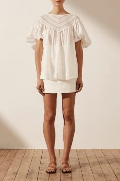 Shona Joy ADRIANA LINEN SHORT SLEEVE BLOUSE - RICE TOPS 8 Shona Joy ADRIANA LINEN SHORT SLEEVE BLOUSE - RICE TOPS