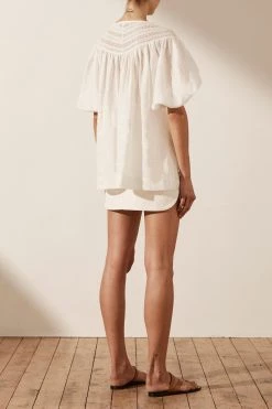 Shona Joy ADRIANA LINEN SHORT SLEEVE BLOUSE - RICE TOPS 11 Shona Joy ADRIANA LINEN SHORT SLEEVE BLOUSE - RICE TOPS