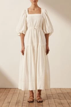 Shona Joy DRESSES PRISCILA PIN TUCK CROSS BACK MIDI DRESS - RICE