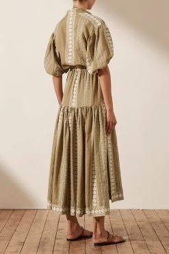 Shona Joy LIZETE SHORT SLEEVE DRAWSTRING MIDI DRESS