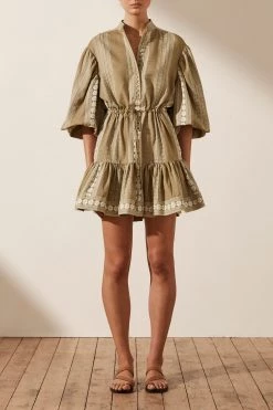 Shona Joy LIZETE BALLOON SLEEVE DRAWSTRING MINI DRESS DRESSES