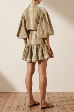 Shona Joy LIZETE BALLOON SLEEVE DRAWSTRING MINI DRESS DRESSES